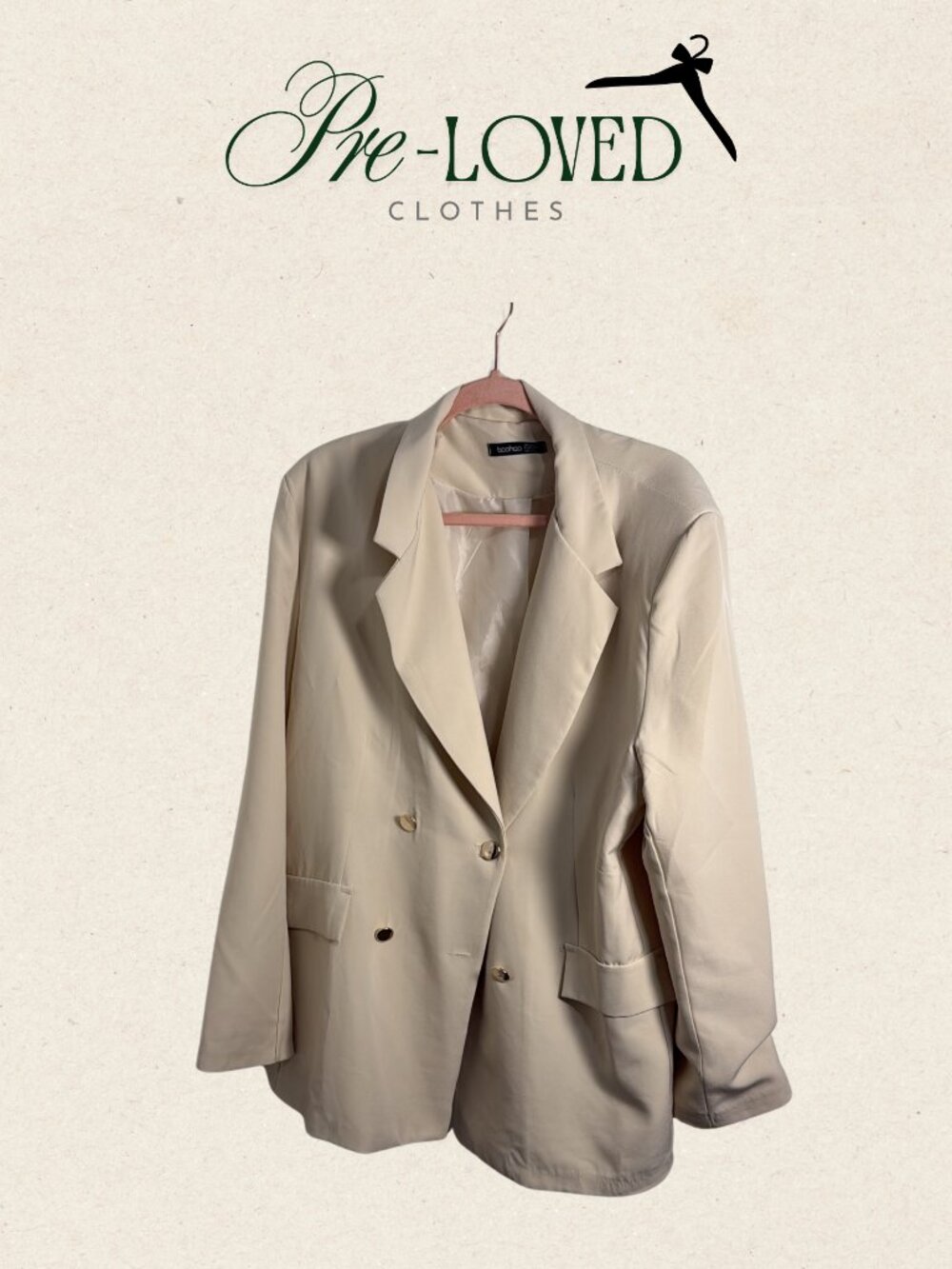Cream Double-Breasted Blazer